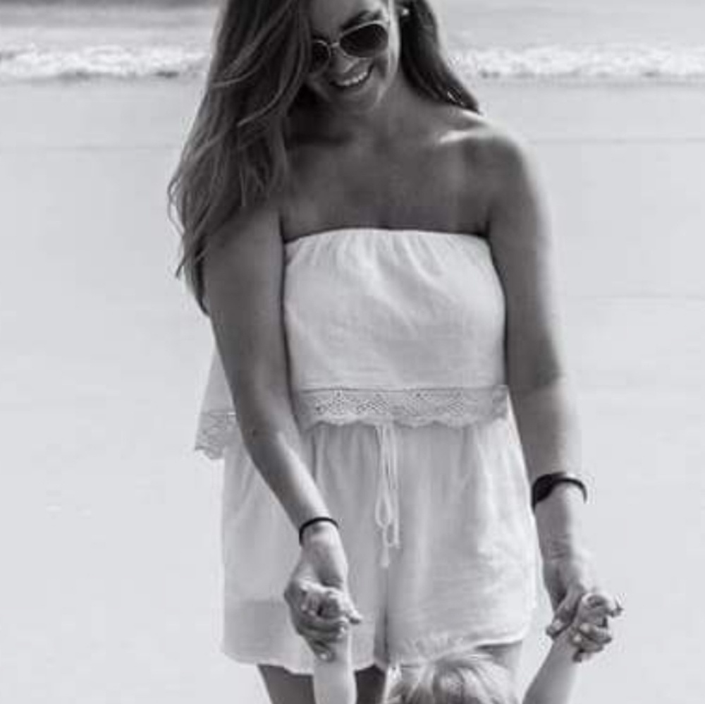 Cream forever 21 strapless romper